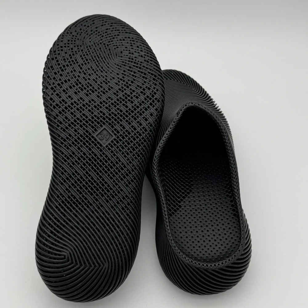 PollyFab Air Wave 3D Printed Clogs Unisex Adult 39 Black Lattice Slip On Shoes